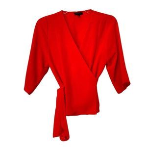 Topshop red wrap blouse size 4